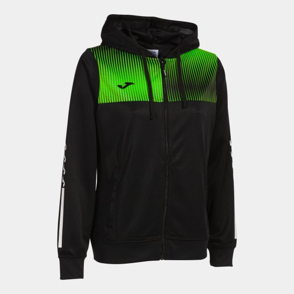 Dámská mikina JOMA ECO SUPERNOVA ZIP-UP HOODIE BLACK FLUOR GREEN - foto 0