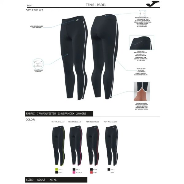Dámské legíny JOMA COMBI TORNEO LONG TIGHTS BLACK FLUOR GREEN - foto 4