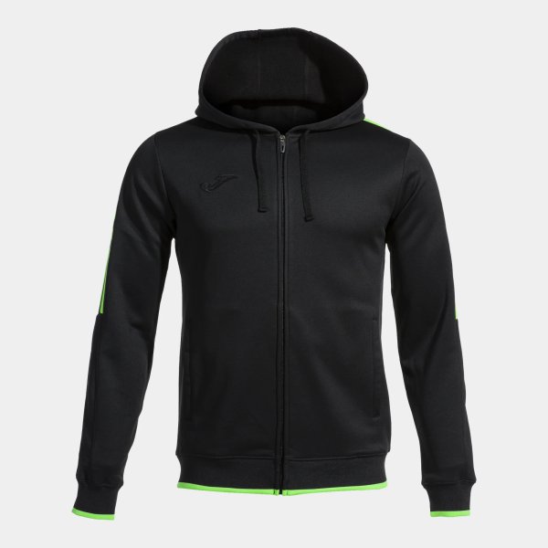Pánská mikina JOMA OLIMPIADA ZIP-UP HOODIE BLACK FLUOR GREEN - foto 0