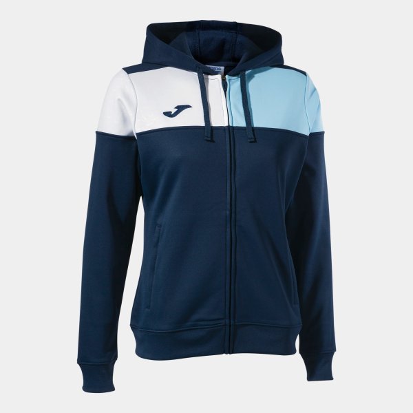 Dámská mikina JOMA CREW V ZIP-UP HOODIE NAVY SKY BLUE - foto 0